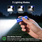 Blukar Rechargeable EDC Flashlight, Mini Keychain Flash Light with 3 Lighting Modes, Memory Function, Waterproof, Compact and Portable Pocket Light for Everyday Carry, Emergency,Camping-Blue