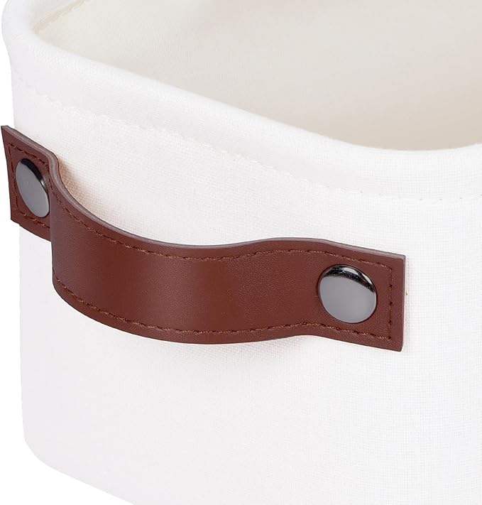 Kntiwiwo Small Fabric Storage Bins, 15x6x5 inch Narrow Storage Baskets 4-Pack Long Storage Basket for Organizing with Handles, Decorative Basket for Closets, Shelves, Toilet Paper, White