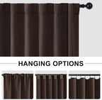 Hiasan Blackout Patio Sliding Door Curtain Extra Wide Thermal Insulated Blind Privacy Room Divider Curtain with Back Tab & Rod Pocket for Bedroom Partition Glass Door (100 x 84 Inches, Brown)