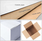 Calenzana 5x5x5 Inches Shipping Boxes Set of 25, White Corrugated Cardboard Box for Mailing Packing Small Business