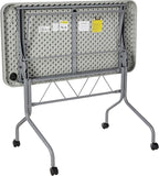 Office Star Resin Multipurpose Flip Training Table with Locking Casters for Home or Office, 4 Feet Light Gray