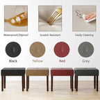 Two Leather Vanity Stool, 18.7 Inch Wide Rectangle Ottoman Bench for Makeup Room, A Set Vanity Chair with Wood Legs for Piano Room, Bedroom,Living Room with Customizable (Gray)