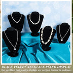 6 Pcs Necklace Display Stand Necklace Holder Jewelry Bust Display Stands for Selling Home Store Trade Shows Photography Props Retail(Black,Velvet)
