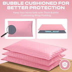 Light Pink 10x13 Inch Poly Bubble Mailers |Self Seal Padded Envelopes for Thick books | Cushioned Bubble Mailer | Usable Size 9.5x13 Inch | Waterproof Lightweight Mailing Shipping Bags | 100 Pack Bulk