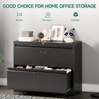 2 Drawer File Cabinet with Lock,Lateral File Cabinet,35.4" W Metal File Cabinets for Home Office,Hanging Files Letter/Legal/F4/A4 Size (Black-Assembly Required)