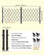 VEVOR Double Folding Security Gate, Lockable Scissor Gate with 360° Swivel Casters, Outdoor Barricade Steel Retractable Gates, for Entry Security, Garage, Warehouse & Pool, 129.92 x 63.19 in (W x H)