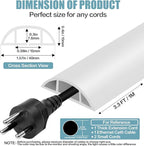 Floor Cord Cover Self Adhesive Cord Hider,3.3FT Cable Management, Extension Strip Protector for Wires, Prevent Cable Trips for Offices, Gyms, Exhibitions Cavity:0.51"(W) x 0.3"(H) White