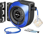 DEWENWILS 60FT Extension Cord Reel with 6 Grounded Outlets, Retractable Cord Reel, Twist-lock Stopper, 12/3C SJTOW, Retractable Extension Cord, 15A Circuit Breaker, Heavy Duty Power Cord, ETL Listed