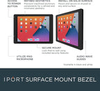 iPort 70805 Surface Mount System iPad Wall Mount – Slim & Secure for iPad mini A17 Case & 8.3" (6th Gen)| Built-in PoE Charging | Aluminum Flush Wall Dock for Smart Home & Commercial Use | Black