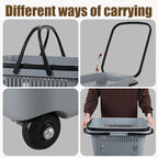 Readsky 4-Pack Large Plastic Rolling Shopping Basket with Handles, 50 L Shopping Basket with Wheels for Supermarkets Retail Stores, Gray