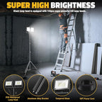 LIVOWALNY 22000 lm LED Work Light with Stand Pack of 2, 220W 2 Adjustable Head Tower Light with 13FT Cord, Portable IP65Waterproof Tripod Flood Light for Job Site Workshop Garage Construction Lighting