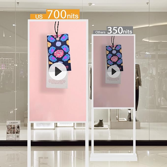 43 Inch Digital Signage Display Kiosk, Indoor Floor Standing Advertising Display Poster, LCD Commercial Display with Auto Media Player, Android System, USB/WiFi