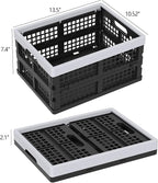 15L Plastic Collapsible Storage Crates, Folding Crates Storage Basket, Pack of 4, Black