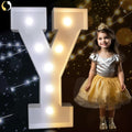 Pooqla 3FT Marquee Light Up Letters, Cool White and Warm White LED Big Mosaic Marquee Letters 3 Feet, Giant Letter Sign for Balloons Birthday Anniversary Wedding Party Decoration, Letter Y