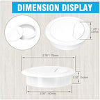 2-3/8" Spring Desk Grommet, JTemgle Plastic Cable Hole Cover Computer Table Cord Wire Organizer Caps Desktop Cord Management for Home Office TV Stands Tabletops - White, 10 Pcs
