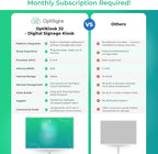 OptiSigns OptiKiosk 32 – Digital Signage Kiosk with 32” Touchscreen, Full HD Display, Preloaded Software for Remote Management, Subscription Required (Wall Mount)