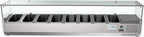 KoolMore SDC-8P-SG Condiment Prep Rail Station with Sneeze Guard, 71 Inch, Silver