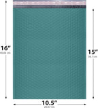 Green 10.5x16 Inch Large Poly Bubble Mailers #5 | Padded Envelopes with Self Seal | Air Lined Cushioned Bubble Mailer | Usable Size 10.5x15 | 100 Pack Bulk | Lightweight shipping Bags