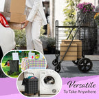 Shopping Cart w/Waterproof Basket Liner & 360° Swivel Wheels | Foldable Collapsible & Lightweight | Perfect for Groceries Laundry Utility Cart - Black
