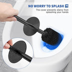 Toilet Brush and Holder, 2 Pack Toilet Brush Stainless Steel, Toilet Bowl Brush for Bathroom Toilet-Ergonomic, Elegant,Durable (Black)