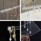 Premium Jewelry Stand, Earring Holder, Necklace Holder Stand, Clear 3-Tier Acrylic Large Storage Jewelry Organizer Stand & Bracelet/Bangles Stand, 48 Earring Holes Display Stands