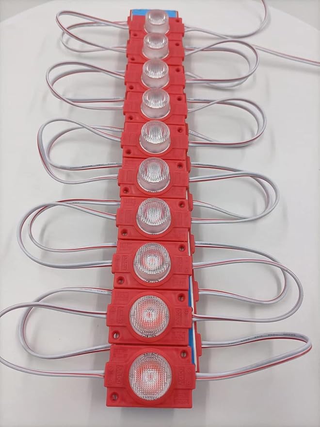 RED 12V LED Module with Lens 2.0W for Light Box with Tape Adhesive Back (20pcs Pack)
