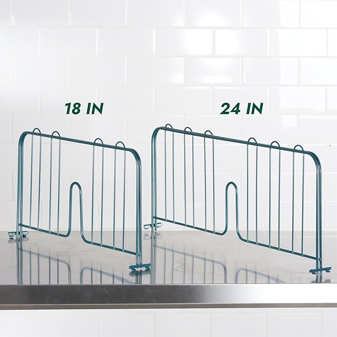 APLSS 4 Pack 18" Width Green Epoxy Shelf Divider for Wire Shelving, Dry&Wet Storage, NSF Certified