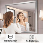 Amorho Bathroom Mirror, 44x36 Inch Silver Thick Metal Framed Wall Mirrors for Over Sink, Brushed Nickel Mirror Perfect for Bedroom, Living Room, Entryway, Rectangle (Horizontal/Vertical).
