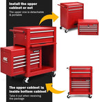 Goplus Tool Chest, 3-in-1 Rolling 6 Drawers Tool Cabinet with Detachable Top Toolbox, Middle Tool Storage, Universal Lockable Wheels, Protective Liner, Auto Lock, Metal Tool Box for Garage Workshop