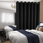 BGment Black Sliding Door Curtain 120 Inch Long - Wide Room Darkening Room Divider Curtain for Bedroom Privacy Themral Insulated Grommet Room Separator Drape, 1 Panel, 100 X 120