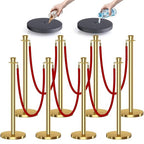 kaiyomi 8Pcs Stanchions with Red Velvet Ropes Set, 5 Feet Velvet Ropes and Posts Poles for Red Carpet Party Decoration and 360° Photo Booth (Golden)