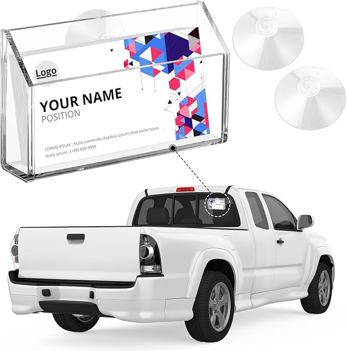 Window Mount Business Card Holder with Suction Cups Acrylic Single Pocket Organizer Clear Card Holder Acrylic Display Storage for Home Office