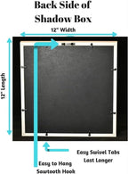 Tasse Verre 10x10 Rustic Display Shadow Box (2-Pack) Frame w/Linen Background and 16 Stick Pins - Ready to Hang Shadowbox Picture Frame - Box Display Baby Memorabilia Wedding