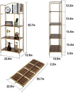 Crofy No Assembly Folding Bookshelf for Living Room, 4 Tier Gold Collapsible Book Shelf for Home Office, Portable Bookcase Storage Organizer