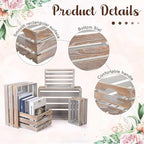 Soaoo 5 Pcs Decorative Nesting Wooden Crates for Storage Display 5 Size Large Small Rustic Wood Decorative Storage Crates with Handle Farmhouse Crate Box Container Made from Pine(Vintage Gray)