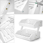 G.a HOMEFAVOR Fruit Basket for Kitchen, 2-Tier Fruit Bowl for Kitchen Counter, Vegetable Storage Stand for Fruit Shop, 15 mm Thickness (WHITE)