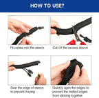 Black Braided Cable Management Sleeves Wire Loom Tubing Cord Protector Self-Wrapping (1/4"-42Feet)