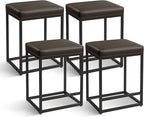 MAISON ARTS Counter Height 24" Bar Stools Set of 4 for Kitchen Counter Backless Modern Barstools Industrial Upholstered Faux Leather Stools Farmhouse Island Chairs, (24 Inch, Grey)