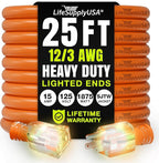 25ft Outdoor/Indoor Extension Cord 12/3 Gauge Extra Heavy Duty 3 Prong SJTW, Waterproof, Flexible Cold-Resistant Long Power Cord,15A 125V 1875W, Orange by LifeSupplyUSA