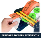MDJ by Excell Manual Metal Label Sticker Dispenser with 4 Suction Cups Base for Tabletop, Adjustable Holder for Multiple Rolls for Office, Home, Warehouse, Easy Peel Off, Fits up to 6.5" Wide Labels