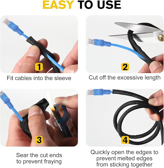 Cord Protectors from Pets No Chew, Ultra Durable Wire Protector Cord Covers for Pets, Flexible Cable Sleeve Cord Management for TV/Computer/Electric Wires/Phone Charging Cables (1/2"-50Feet)
