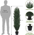 THE BLOOM TIMES 5ft Topiary Trees Artificial Outdoor Set of 2, UV Resistant Faux Cedar Pine Cypress Bushes & Shrubs, Fake Plants for Front Porch Outside Planter Patio Christmas Decor 5 Foot Tall