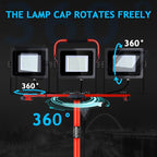 Juyace 14000Lm LED Work Light with Stand 150W 5000K Dual Head Lamp with Independent Switch Portable Construction Flood Outdoor IP65 Waterproof for Garage Workshop Backyard 2 Pack