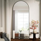 Arched Full Length Mirror 71"x26" - Floor Standing Body Mirror with Aluminum Frame,Leaning Hanging for Bedroom Cloakroom Living Room Black