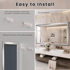 Amorho Bathroom Mirror, 48x40 Inch Silver Thick Metal Framed Wall Mirrors for Over Sink, Brushed Nickel Mirror Perfect for Bedroom, Living Room, Entryway, Rectangle (Horizontal/Vertical).