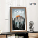 VCK 12x18 Picture Frame 5 Pack - Walnut, High-End Wood Poster Frames with Tempered Glass, Display 11x17 Photo with Mat or 12x18 without Mat, Art Gallery-Quality, Wall Hanging, Walnut