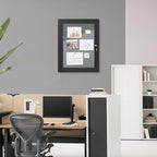 Mifuro 26"x20" Enclosed Bulletin Board, Outdoor Lockable Weather-Resistant Aluminum Cork Noticeboard for School & Office, Black Frame w/Grey Flet