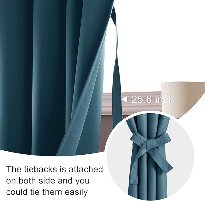 JIUZHEN Blackout Doorway Curtains 80 inch Length - 2 Panels Thermal Insulated Privacy Soundproof Rod Pocket Closet Door Curtains Room Divider for Bedroom,Office, 42 x 80 inches, Stone Blue
