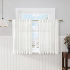 Ivory Kitchen Cafe Curtains 45 Inch Length 2 Panel Set Back Tab Rod Pocket Semi Sheer Light Filtering Short Curtain Farmhosue Small Curtains for Basement Window Bathroom Living Room 52x45 Inches Long