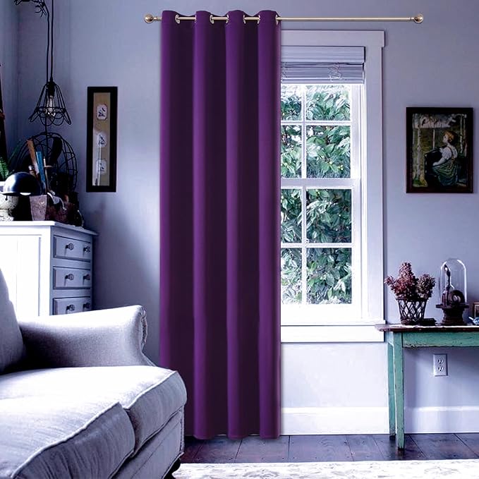 ChrisDowa Blackout Curtains 90 Inches Long for Living Room, Grommet Thermal Insulated Room Darkening Curtains for Bedroom (1 Panel Set, Royal Purple, 52W x 90L)
